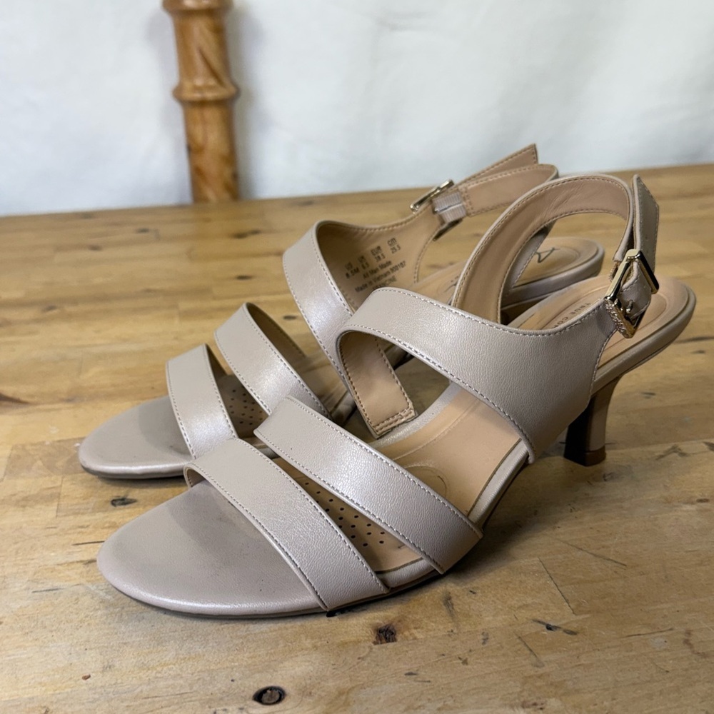 Nude Heels Strappy Slingback Sandals Women’s 8.5 Abella Francine - Picture 2 of 7